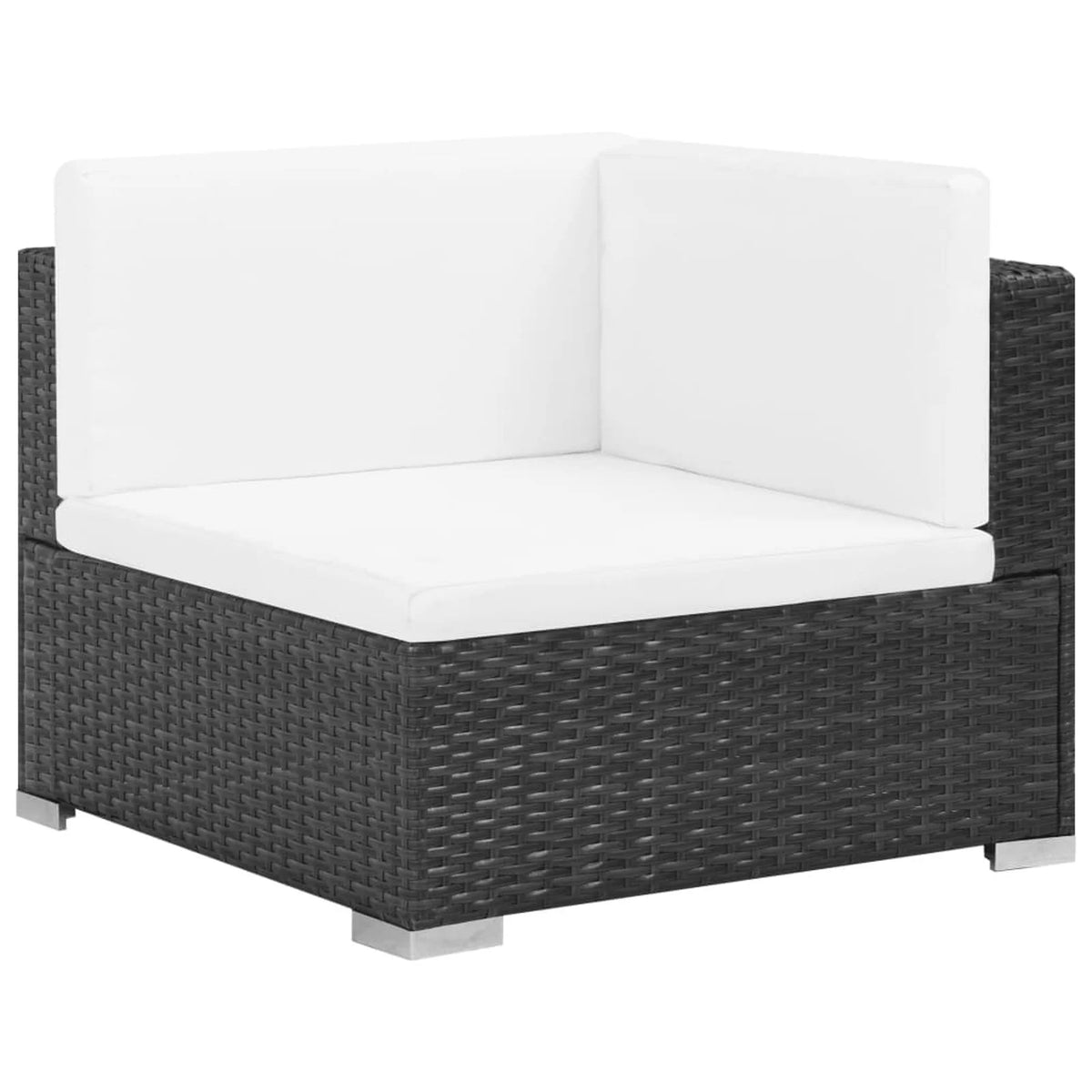 7 Piece Cushioned Black Poly Rattan Patio Conversation Set G116