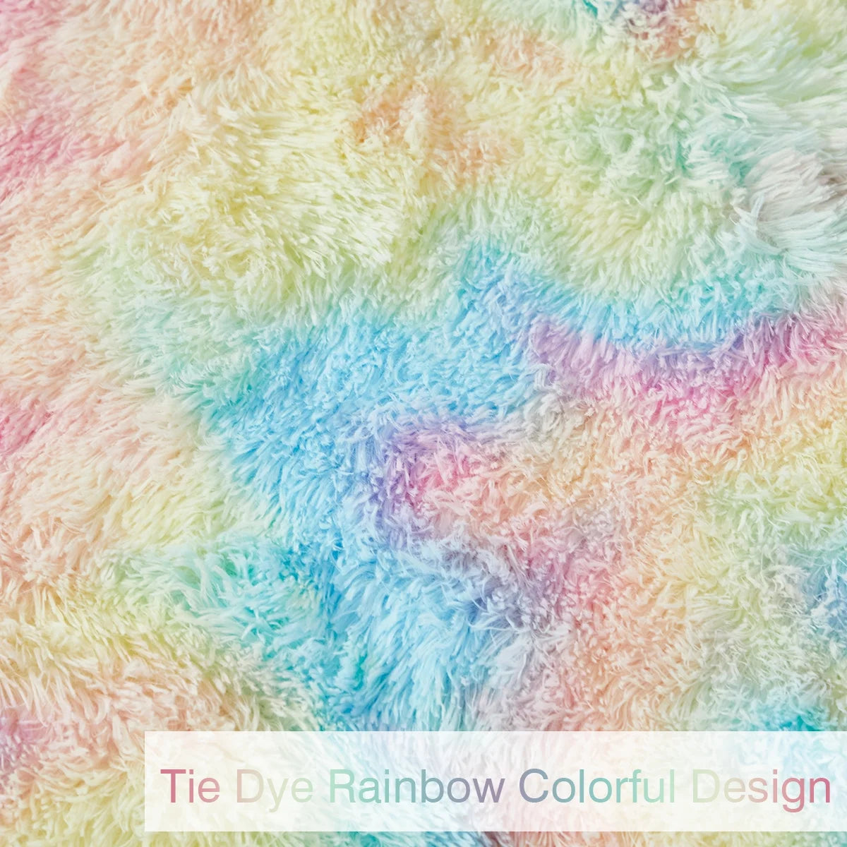 Tie Dye Plush Shag 3x5 Area Rugs Rainbow Faux Fur Carpet Z695