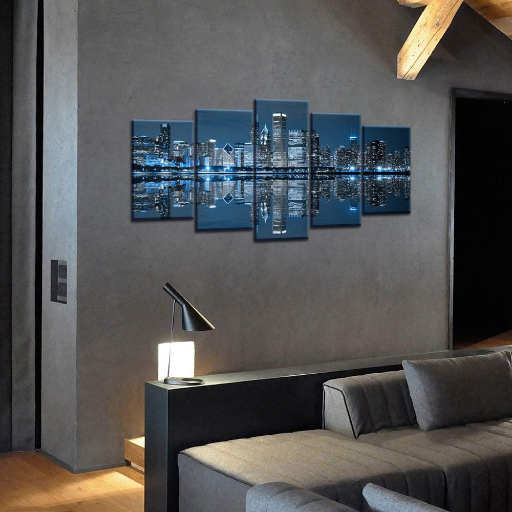 Large 5 Panels Framed Canvas Print Wall Art H401