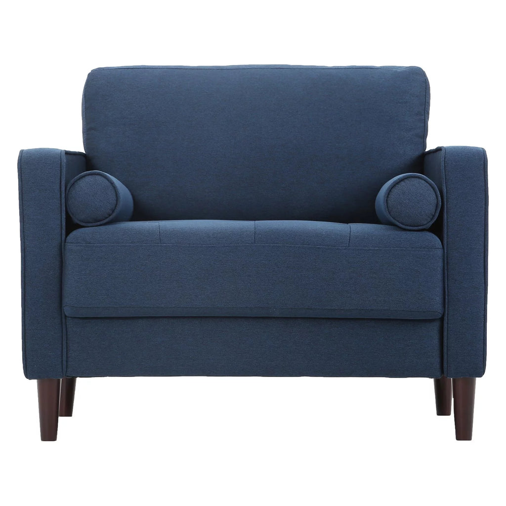 King Chair in Navy Blue Fabric Upholstery P737
