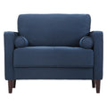 King Chair in Navy Blue Fabric Upholstery P737