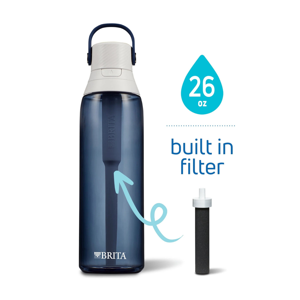 26oz Leak Proof Filtered Water Bottle with Straw H23421