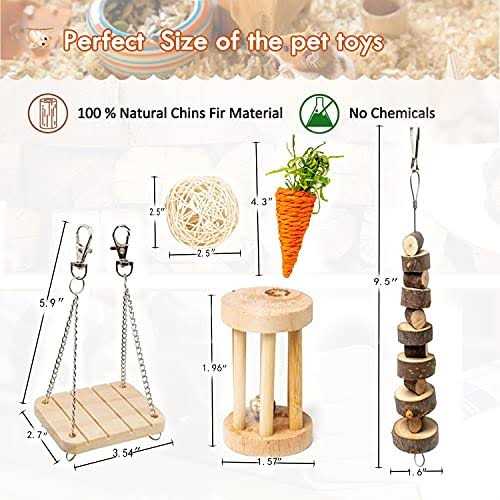 Hamster Chew Toys Set Small Animal Molar Teeth Care Wooden Accessories Z133058