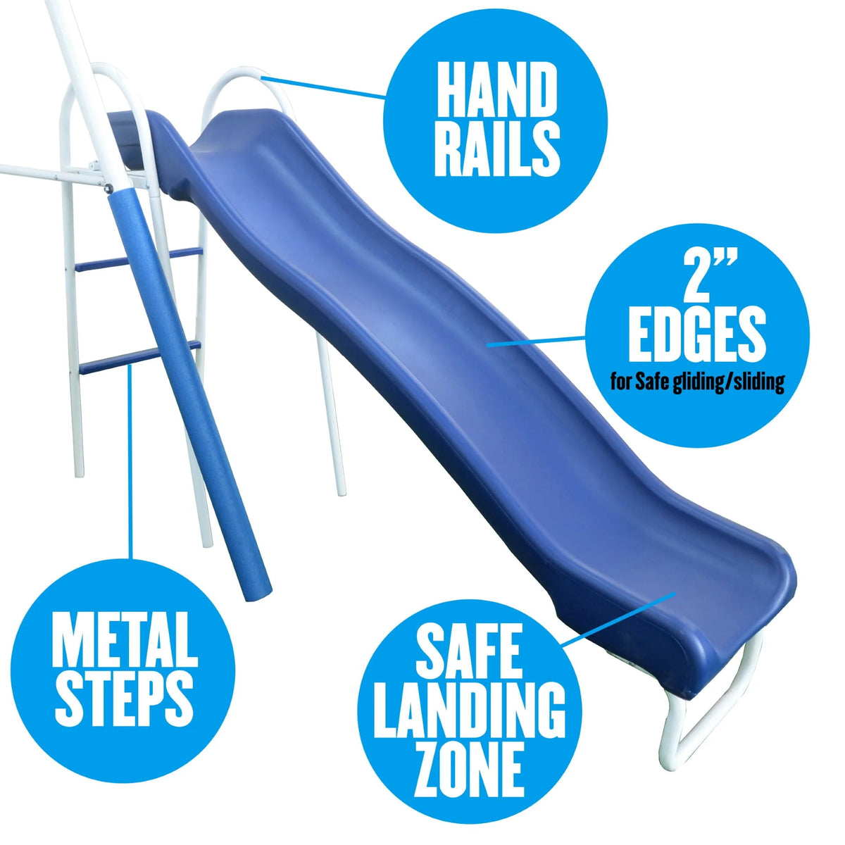 Metal Swing Set with 2 LED Swing Seats, Disc Swing, & Wave Slide P34580