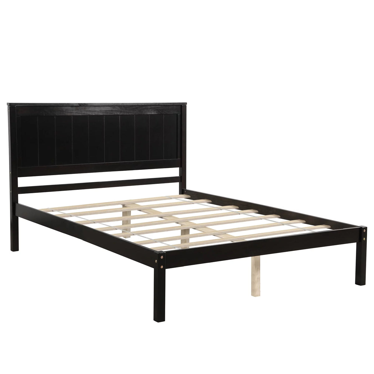 Espresso Pine Wood Platform Bed Frame with Headboard Full D4585
