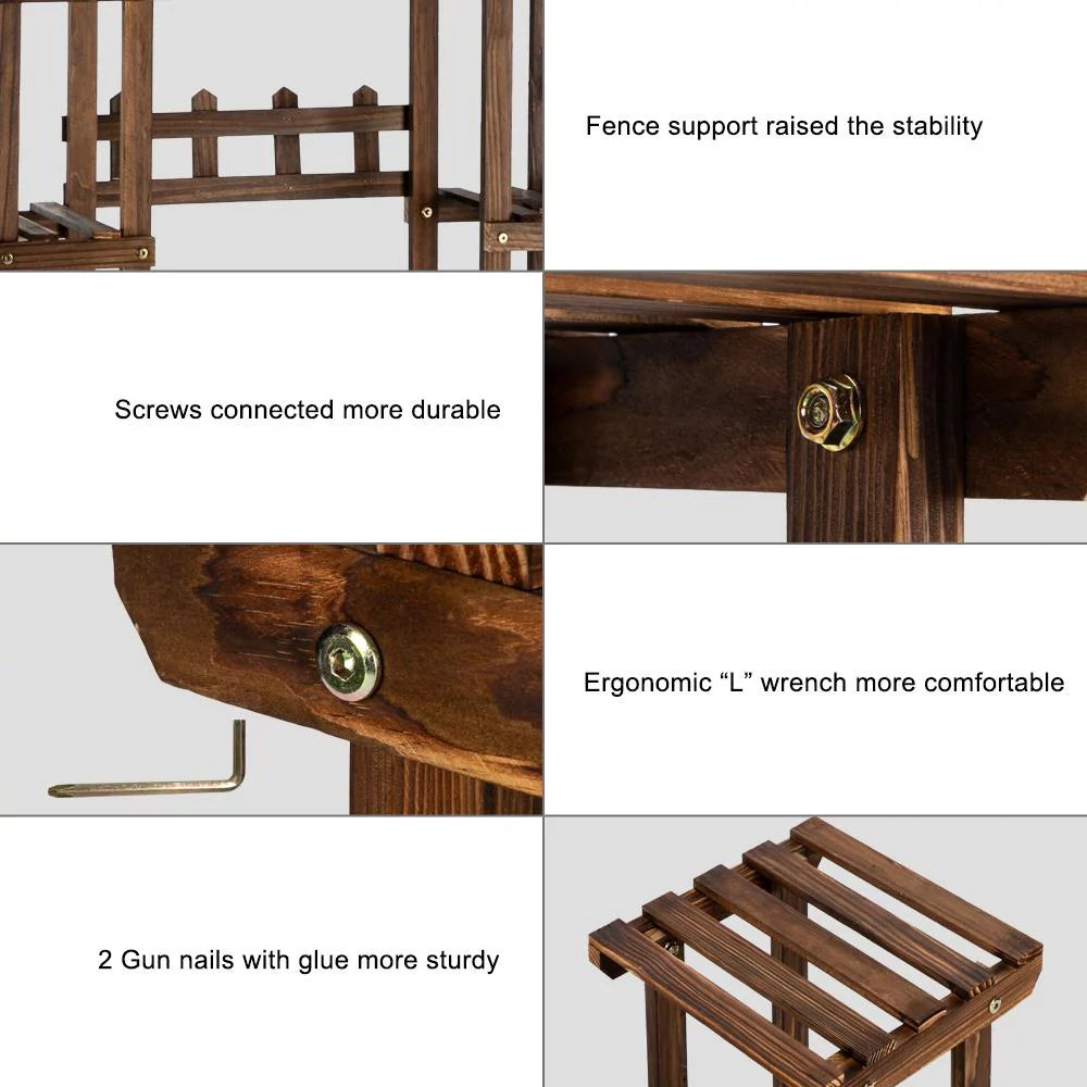 Brown 8-Tier Pine Wood Plant Stand C17535
