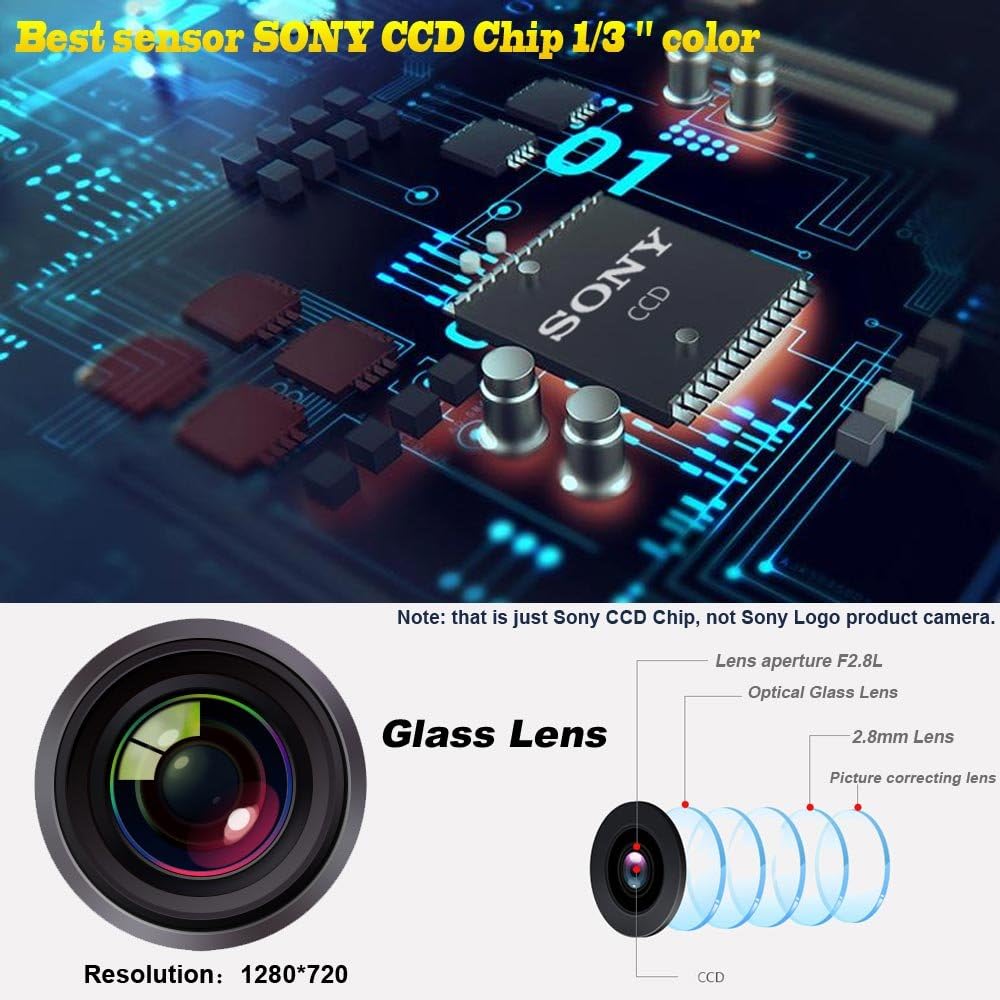 Waterproof Night Vision HD CCD License Plate Light Camera Rear View Backup Camera Pack of 2 A75376