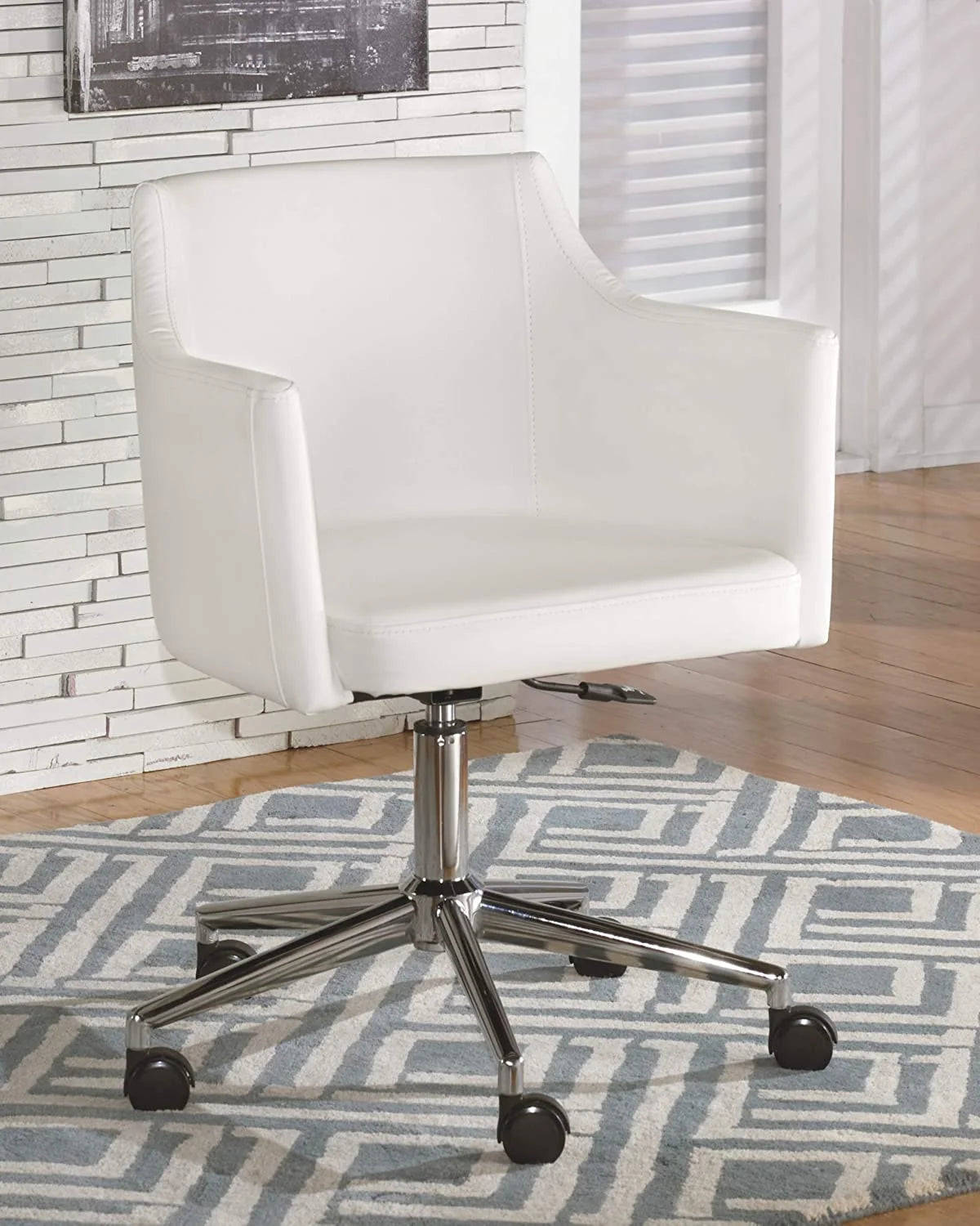 White Adjustable Swivel Office Desk Chair K6171