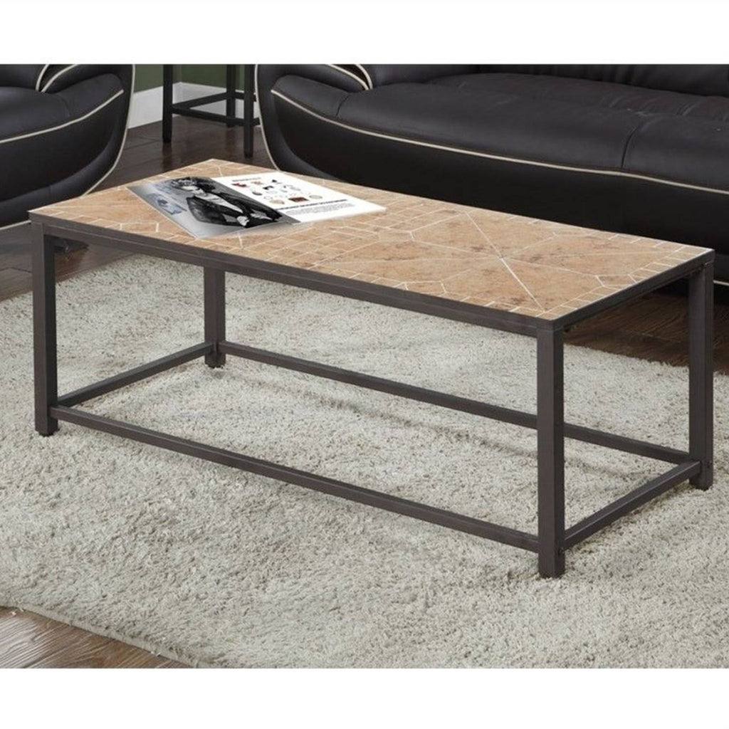 Taupe Black Particle Board Metal 2pcs Nesting Table Set V89805