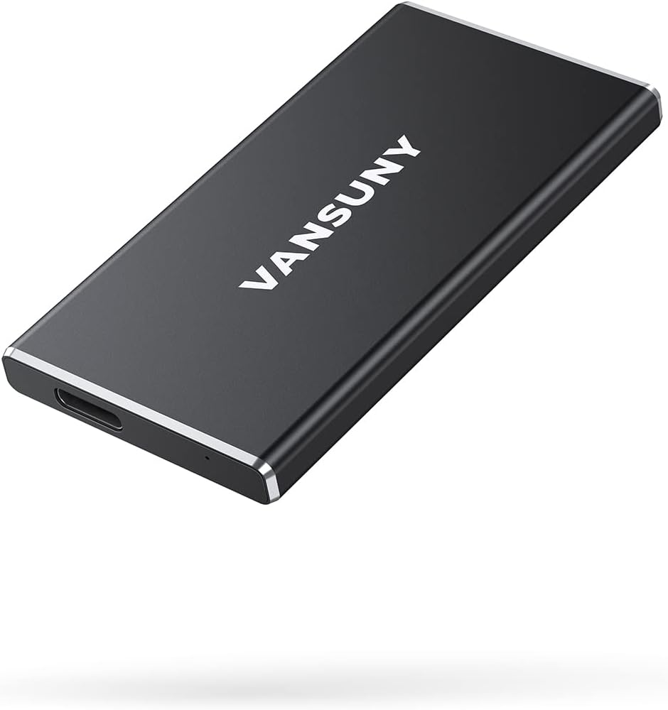 1TB Portable External SSD, USB 3.1, Metal Type-C, Black V38803
