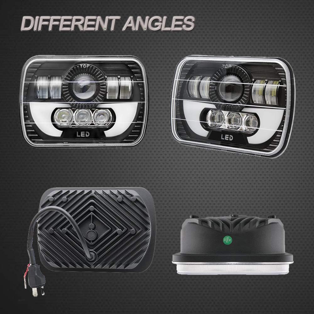 120W Rectangle 7x6 5x7 LED Headlights Sealed Beam H4 Plug O619741