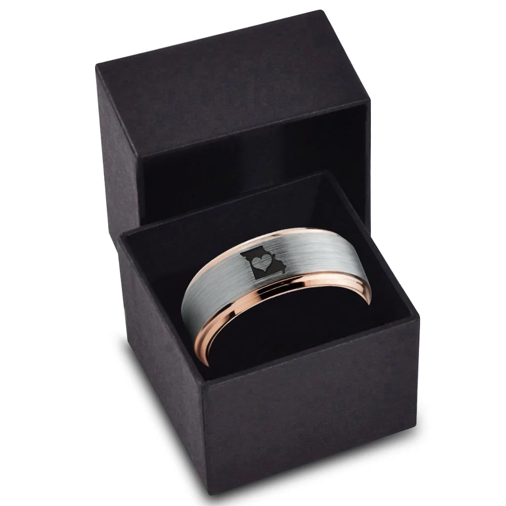 18k Rose Gold Tungsten Band Ring V912