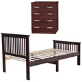 Pine Twin Bed and Dresser with Lock in Mahogany J689