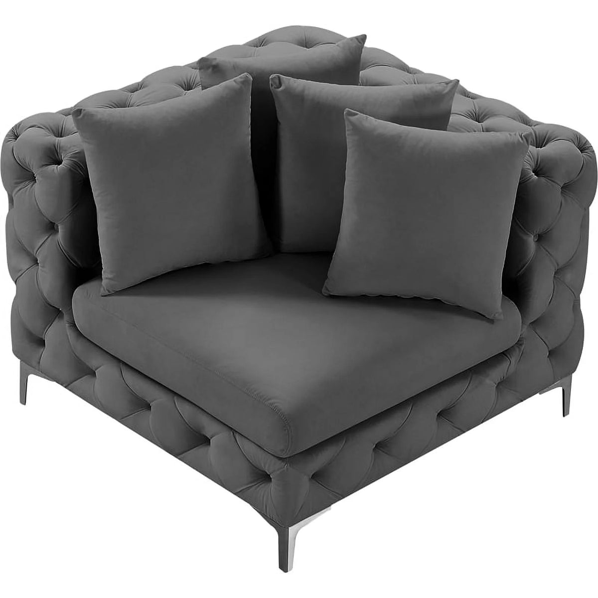 Grey Velvet Corner Chair R97001