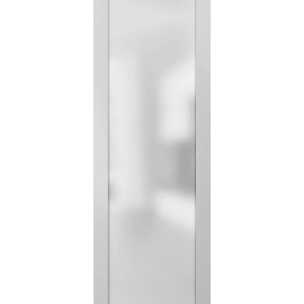 White Silk Sliding Barn Door with Stainless Steel Hardware B79501