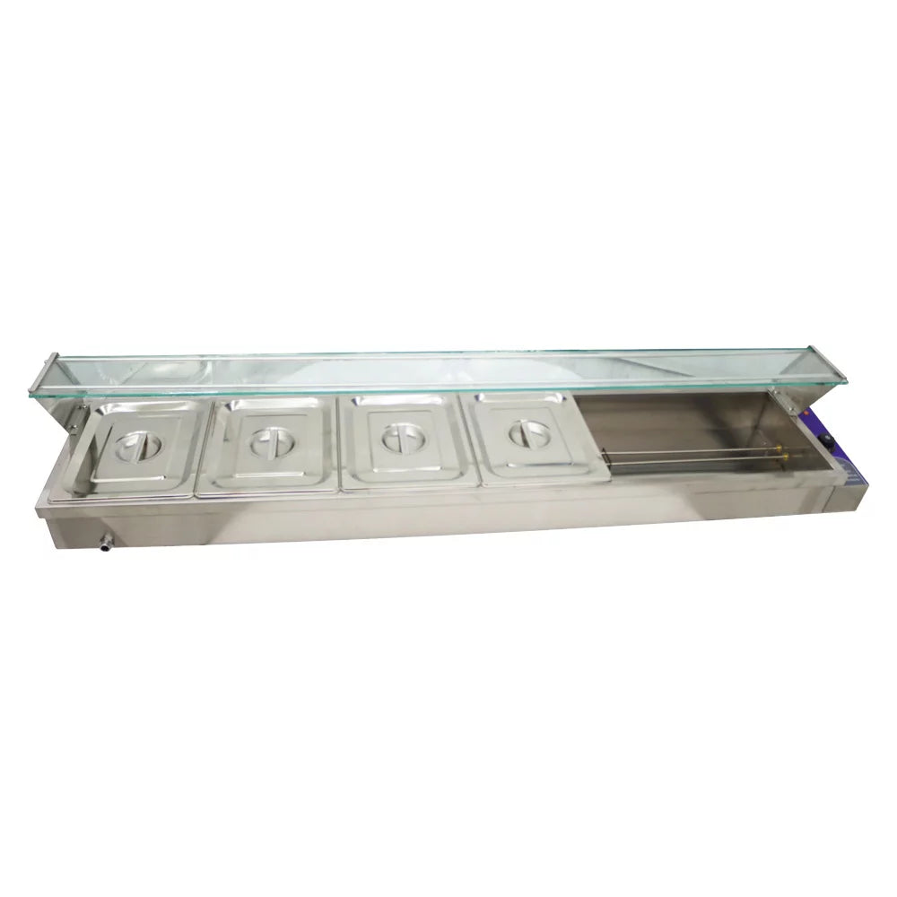 Electric Commercial Bain-marie Buffet Food Warmer Steam Table with Glass Guard 6-Pan B659
