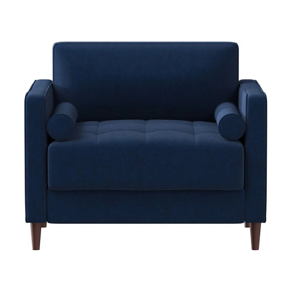 King Chair in Navy Blue Fabric Upholstery P737