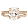 18K Yellow Gold Oval Cut Genuine Cultured Diamond Engagement Ring H9135