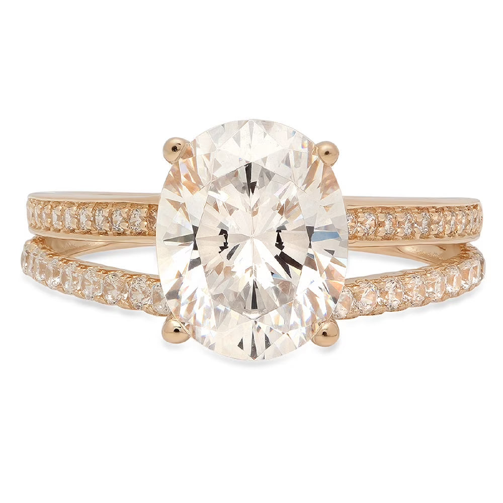 18K Yellow Gold Oval Cut Genuine Cultured Diamond Engagement Ring H9135
