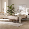 Walnut Brown Wood Full Size Platform Bed Frame V96992