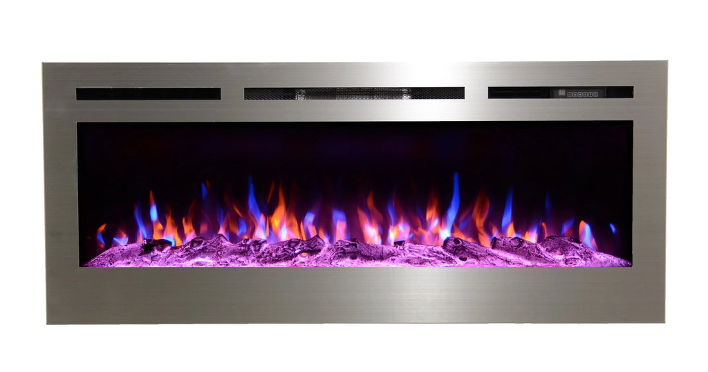 50" Stainless Steel Electric Fireplace F7864