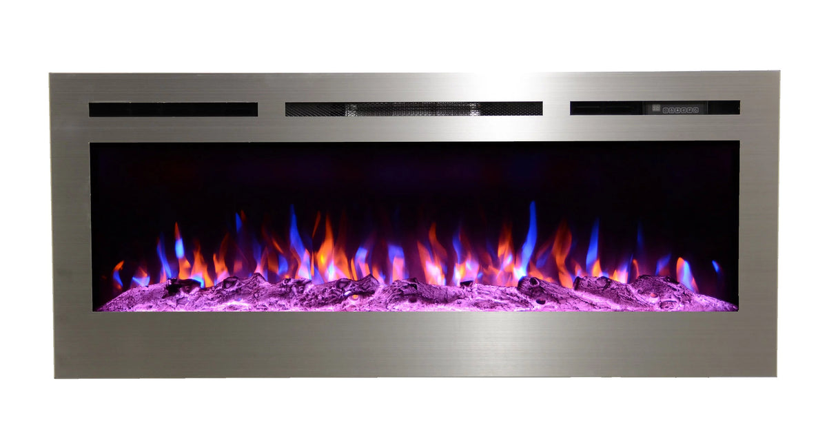 50" Stainless Steel Electric Fireplace F7864