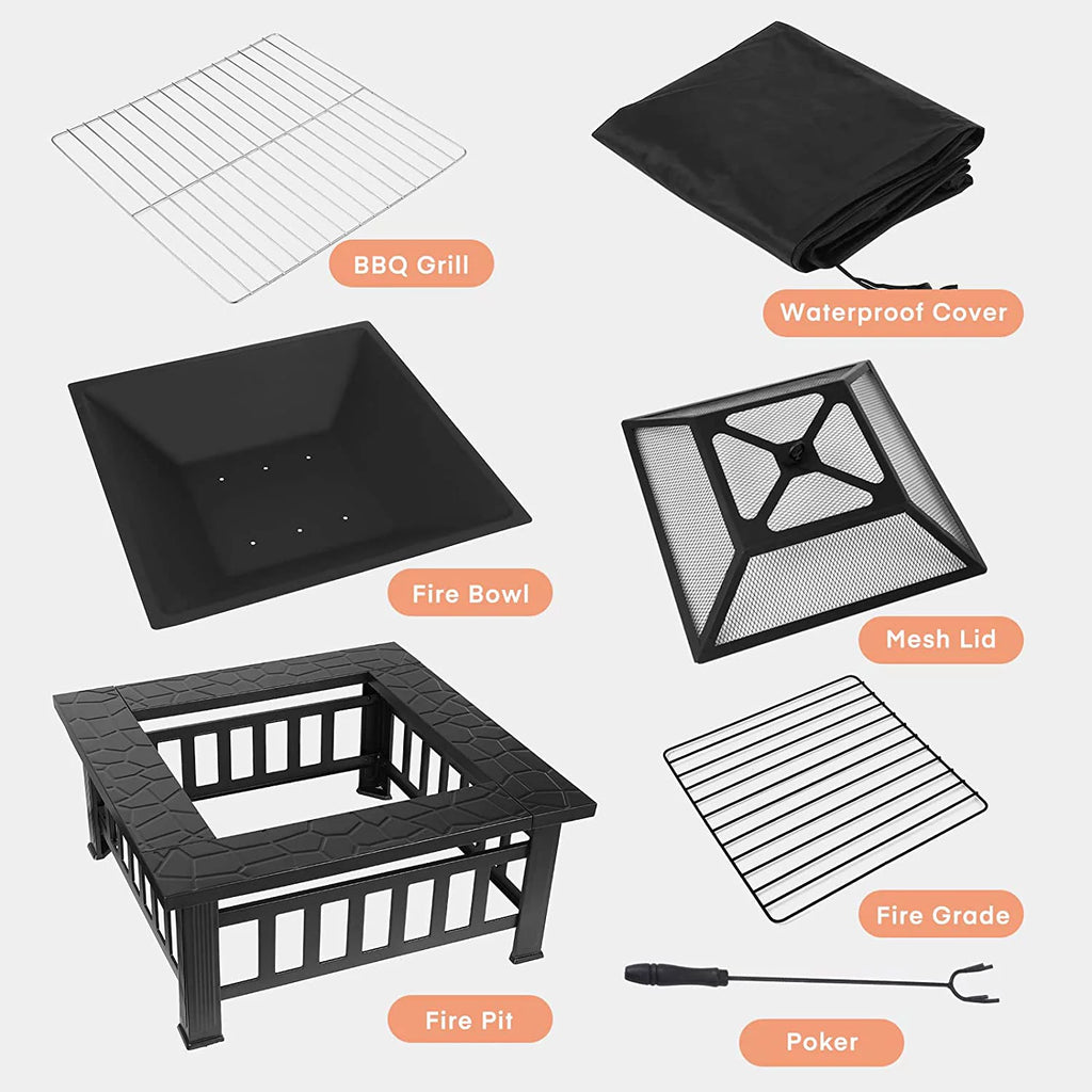 32 Wood Burning Metal Fire Pit Table Q568