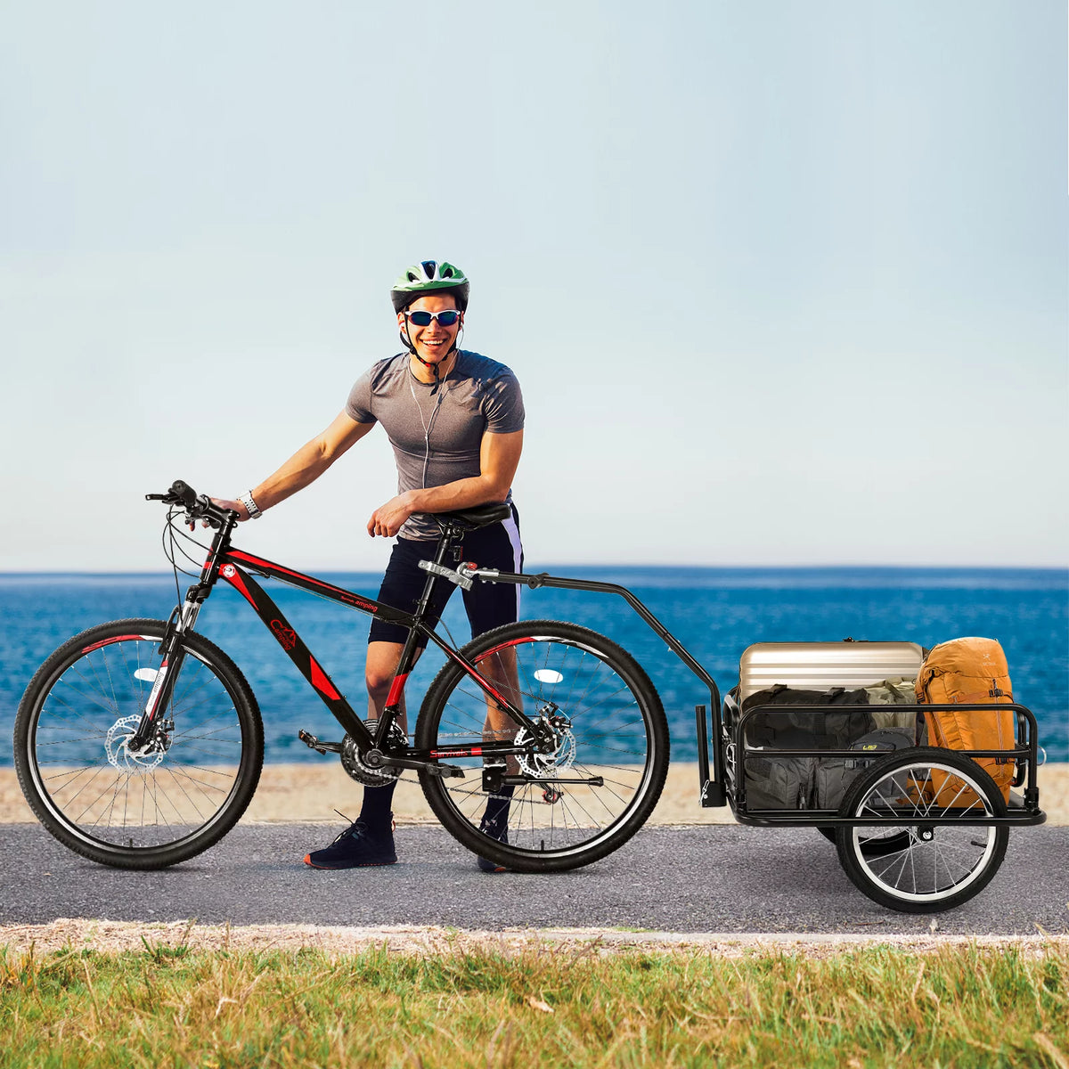 Foldable Bike Cargo Trailer with 16 Wheels, Black G25090