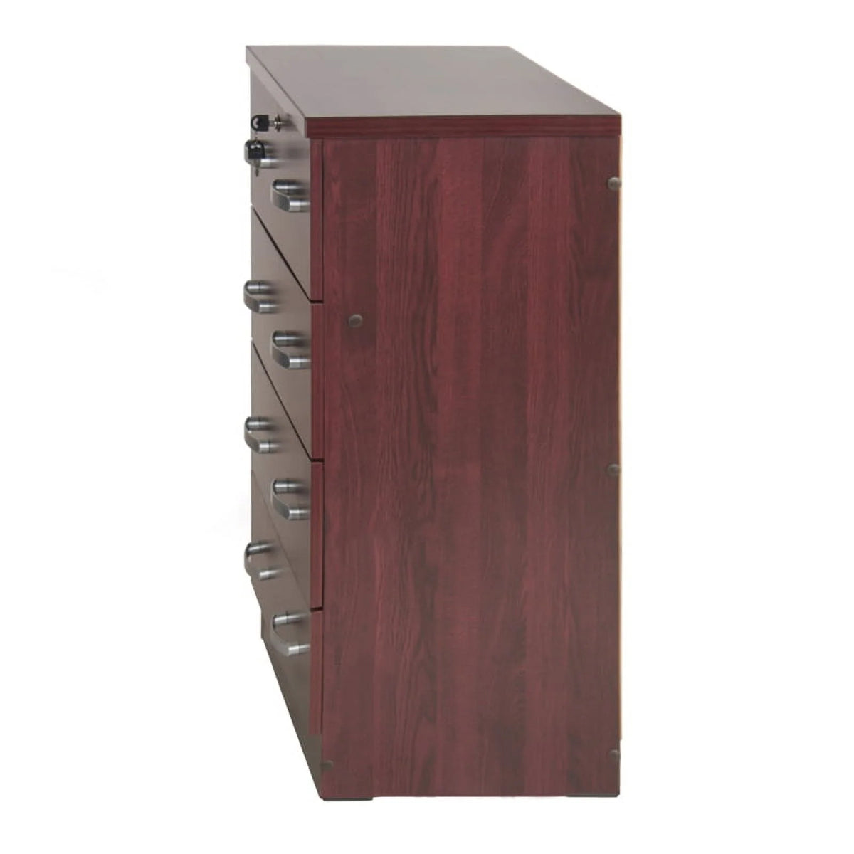 Pine Twin Bed and Dresser with Lock in Mahogany J689