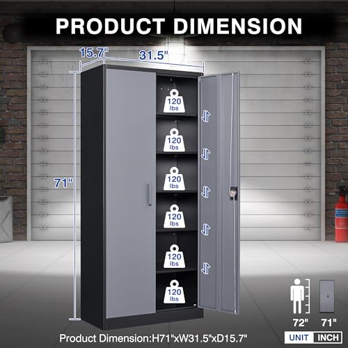 Black Metal Storage Cabinet with Wheels and Adjustable Shelves Q33546
