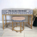 Bone Inlay 3 Drawers Console and Stool Indigo Blue P184