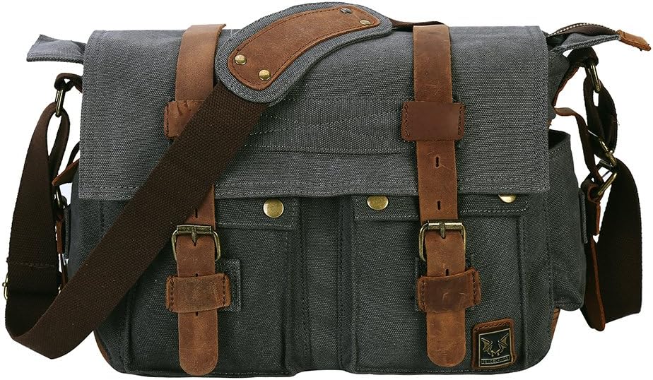 Vintage Canvas Leather Camera Messenger Bag M5146