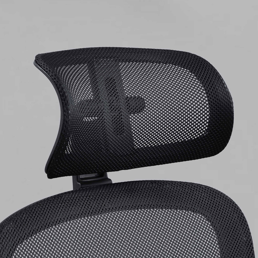 Black Fabric Ergonomic Office Chair with Adjustable Headrest L44605