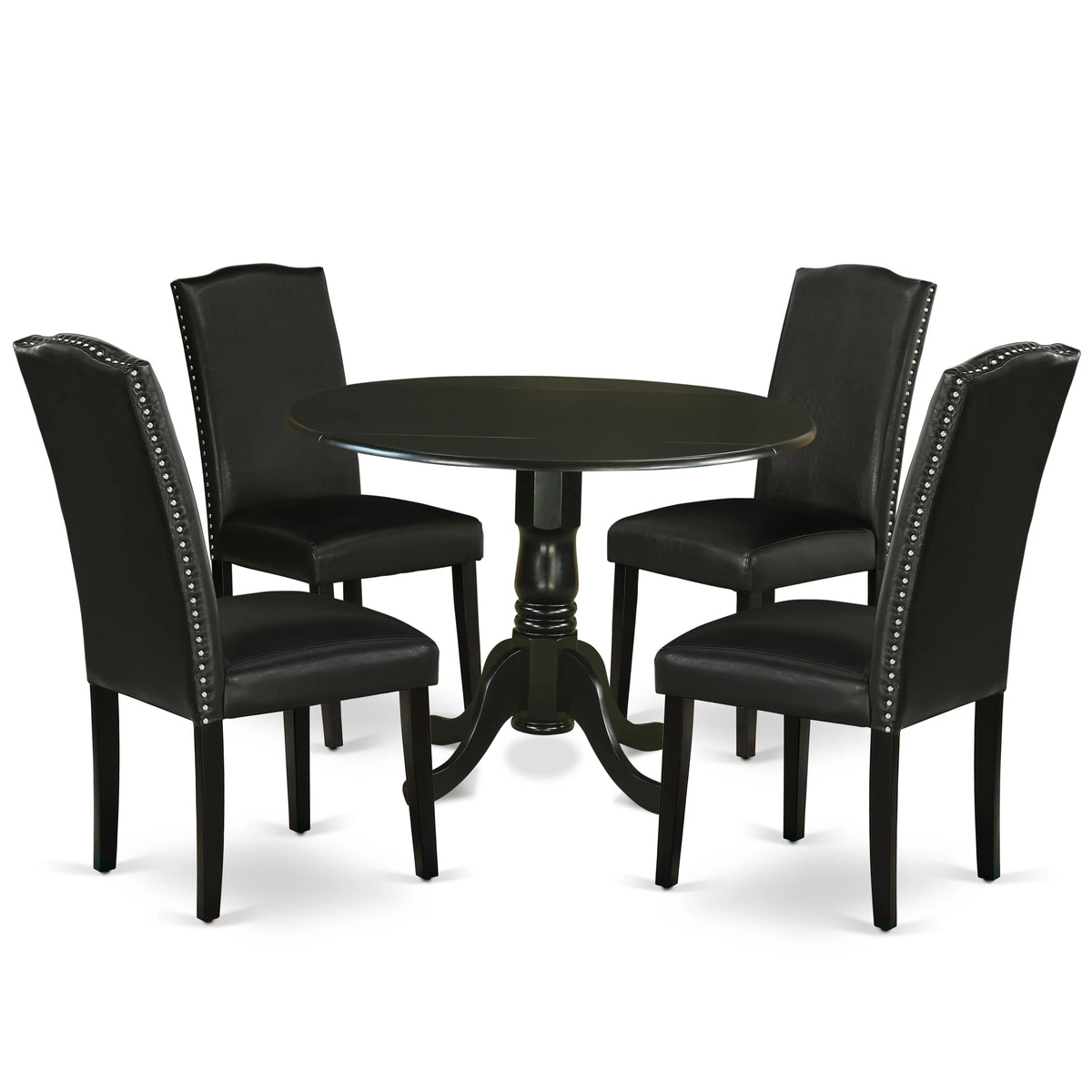 5 Piece Wood Dining Set with Leather Seat T258