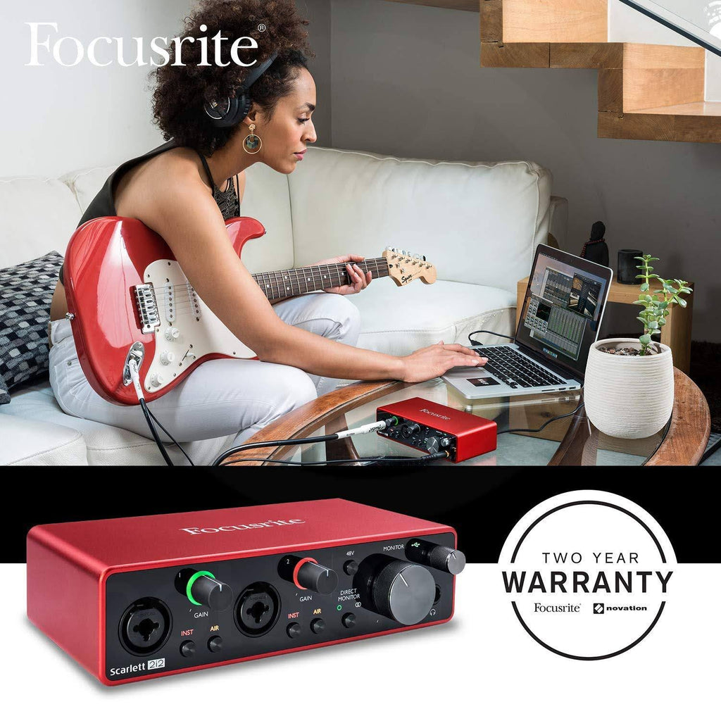 Focusrite Scarlett 2i2 2-in 2-OUT USB Recording Audio Interface (3rd Generation) + Samson SR360 Over-Ear Dynamic Headphones F363