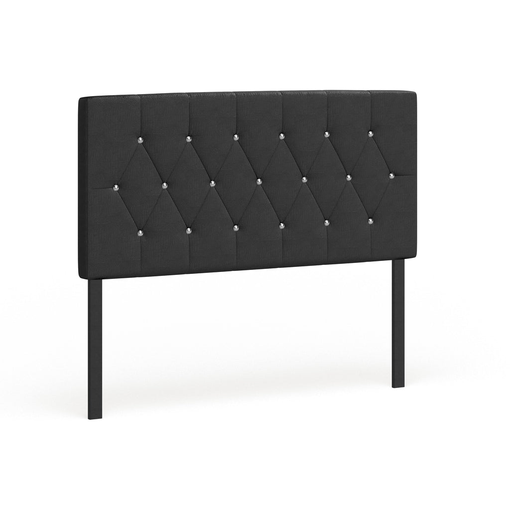 Black Faux Leather Button-Tufted Headboard W265