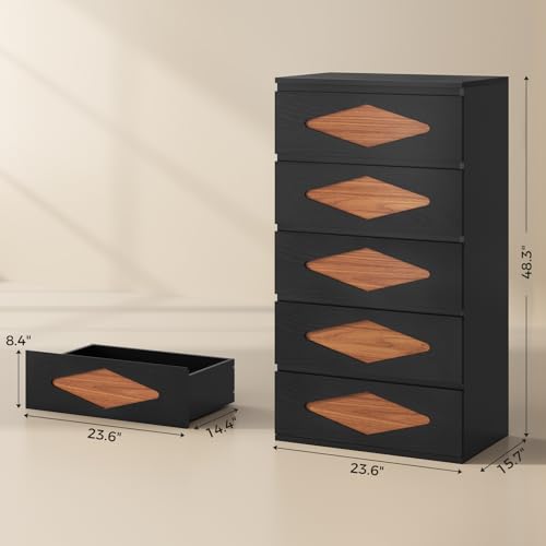 Black Brown 4 Drawer Wooden Dresser S32018