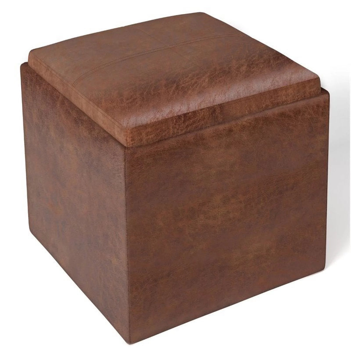 Faux Leather Storage Ottoman X468