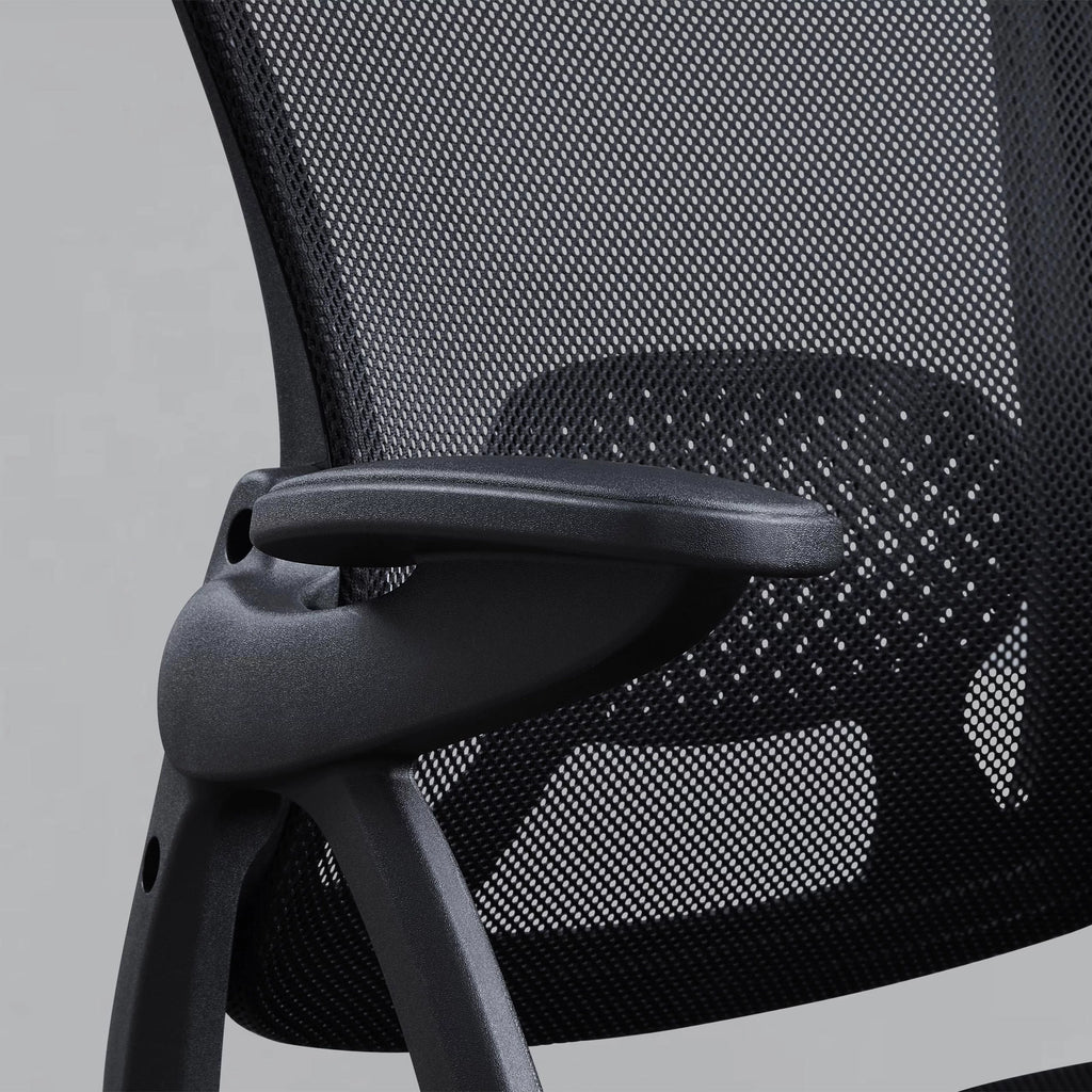Black Fabric Ergonomic Office Chair with Adjustable Headrest L44605