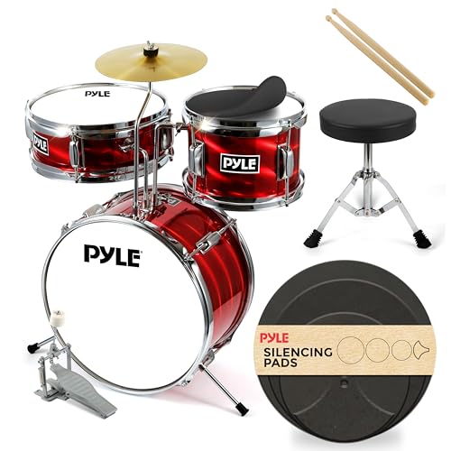 3 Piece Kids Drum Set with Bass Drum, Snare, Tom, Cymbal, Throne, Drumsticks C267909