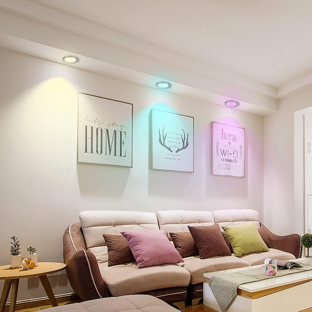 8 Pack LED Dimmable Under Cabinet RGB Puck Lights with Remote L205444
