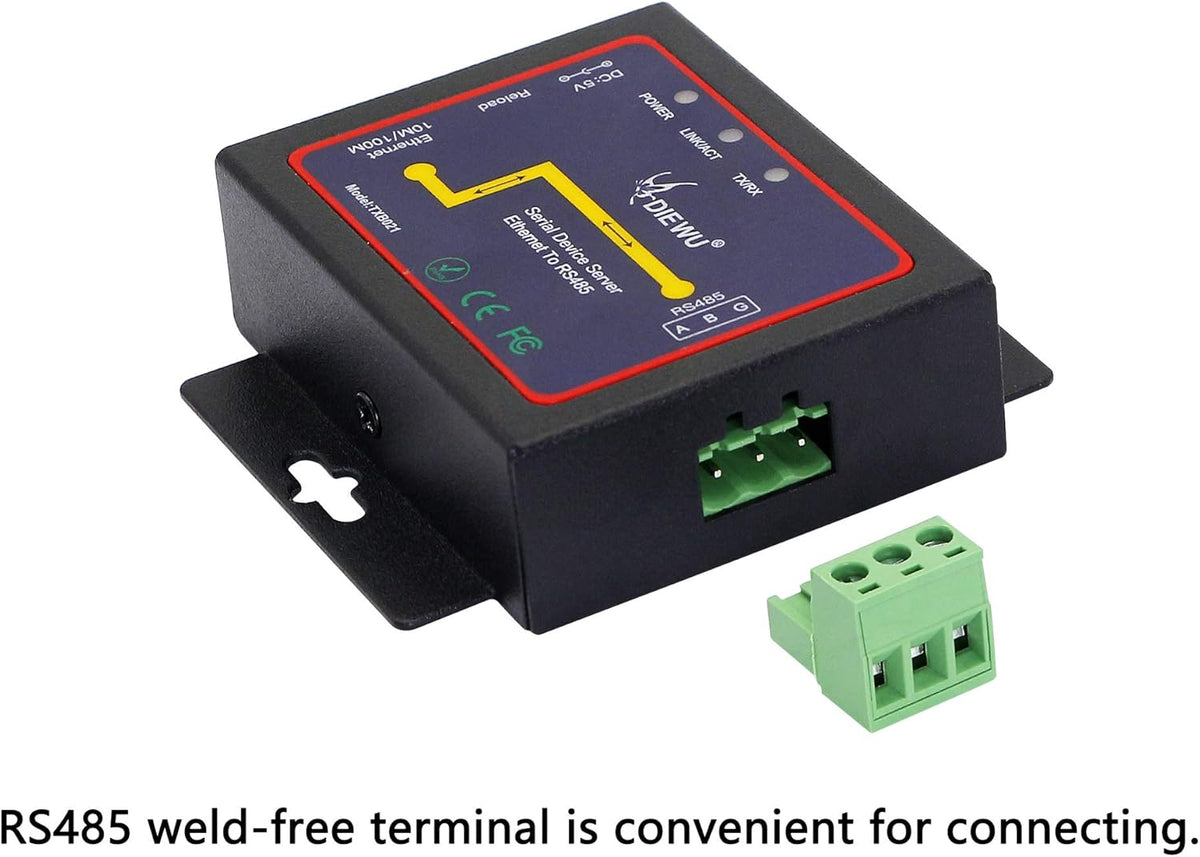 RS485 to Ethernet RJ45 TCP/IP Serial Device Server Converter, Pack of 2 P7613