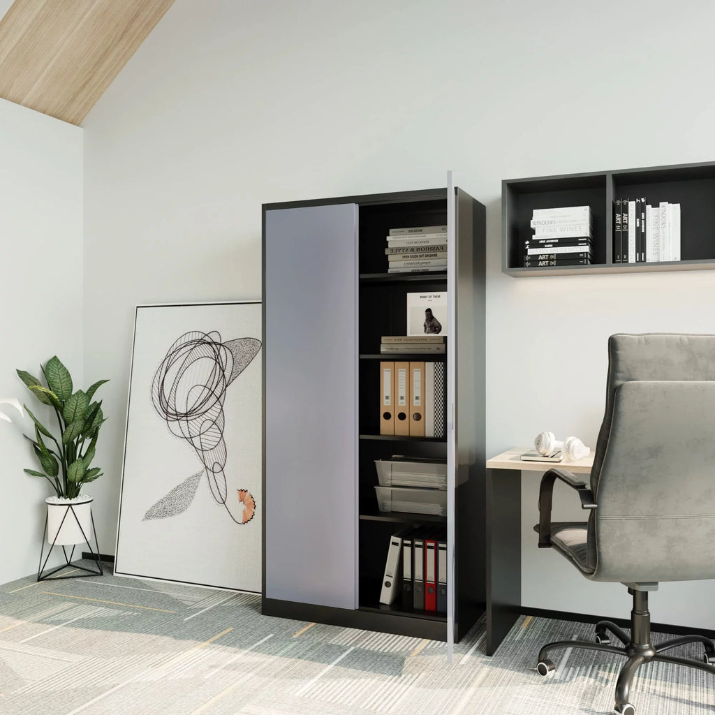 Metal Storage Cabinet with Lock Door, 71" Adjustable Shelf Steel Cabinet K59084