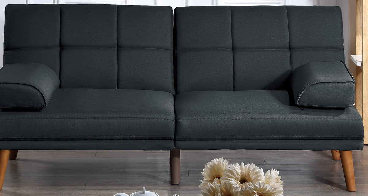 Black Polyfiber Convertible Sofa Bed C38723