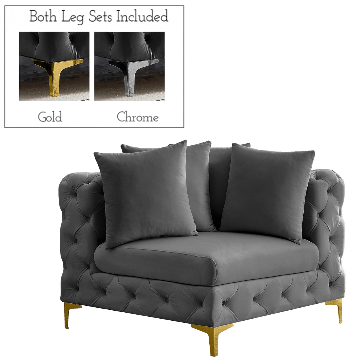 Grey Velvet Corner Chair R97001