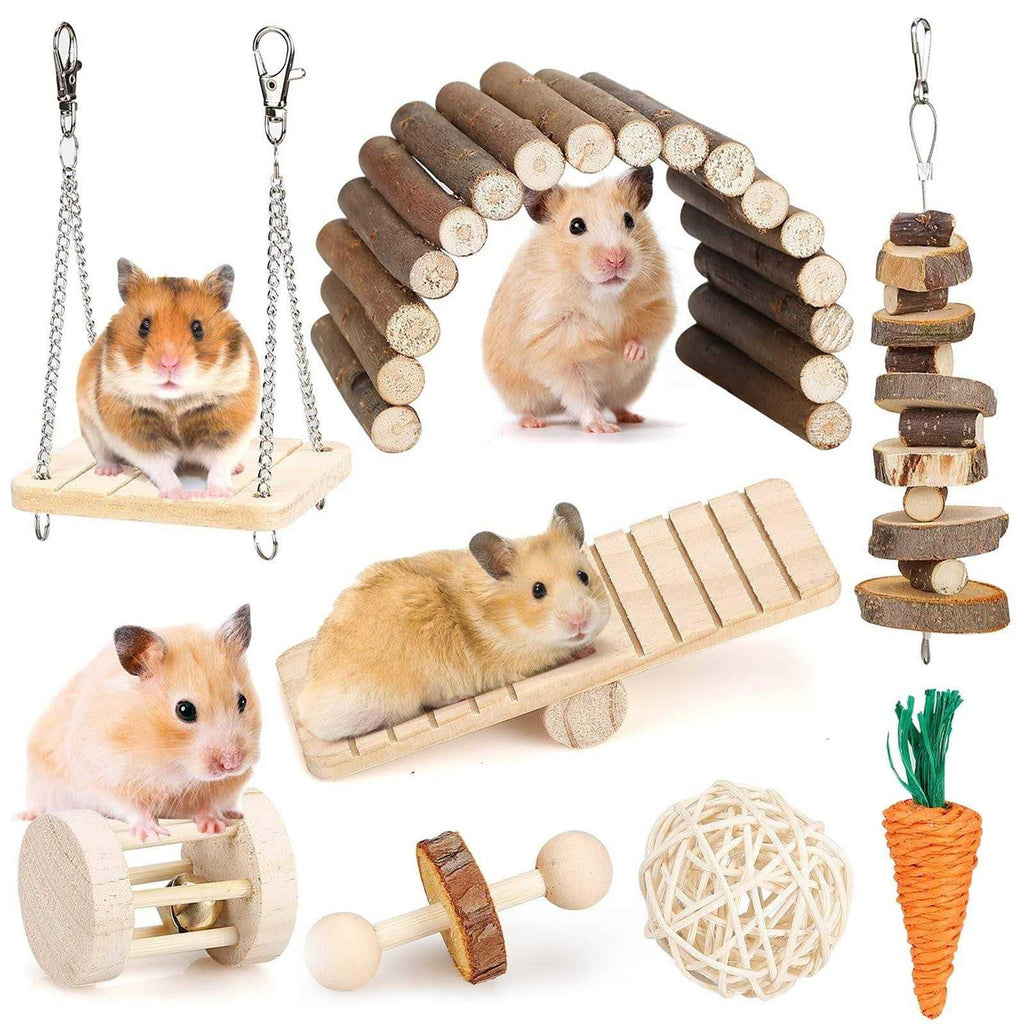 Hamster Chew Toys Set Small Animal Molar Teeth Care Wooden Accessories Z133058