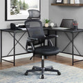 Black Fabric Ergonomic Office Chair with Adjustable Headrest L44605