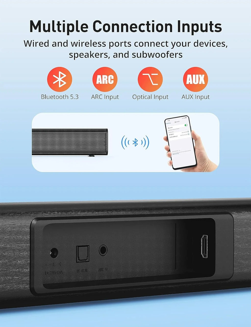 32-inch 50W Wireless Bluetooth Sound Bar E278