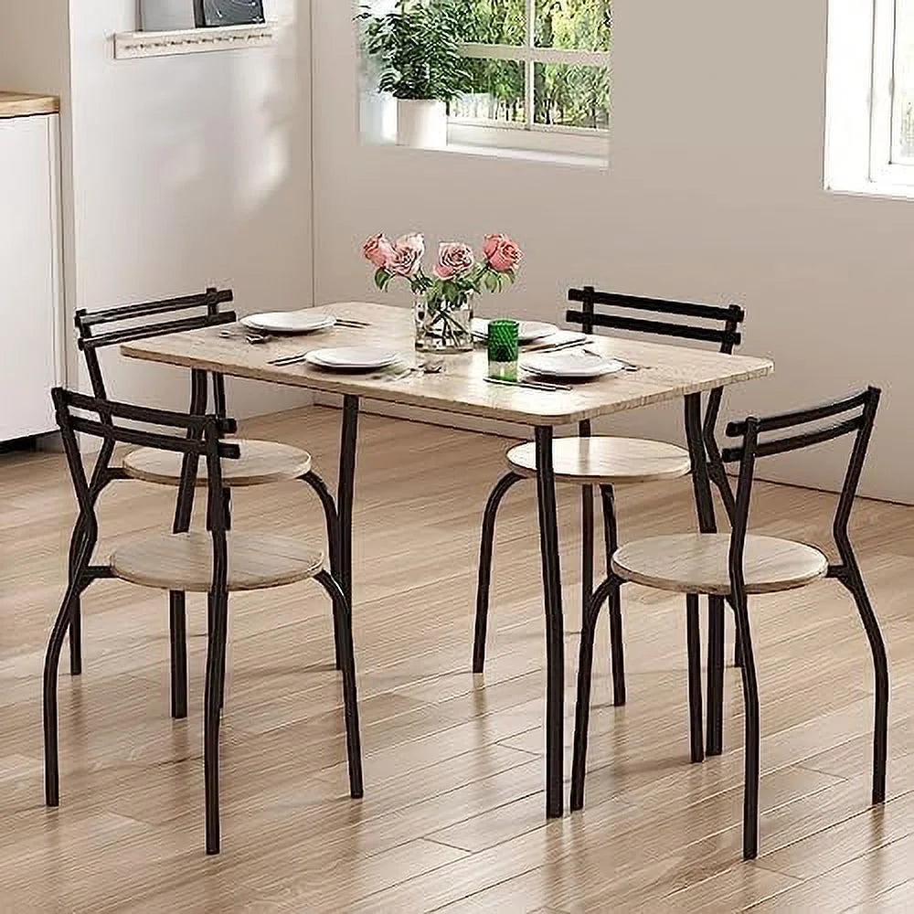 Dining Table Set for 4 Metal Frame with Upholstery Seat T993492