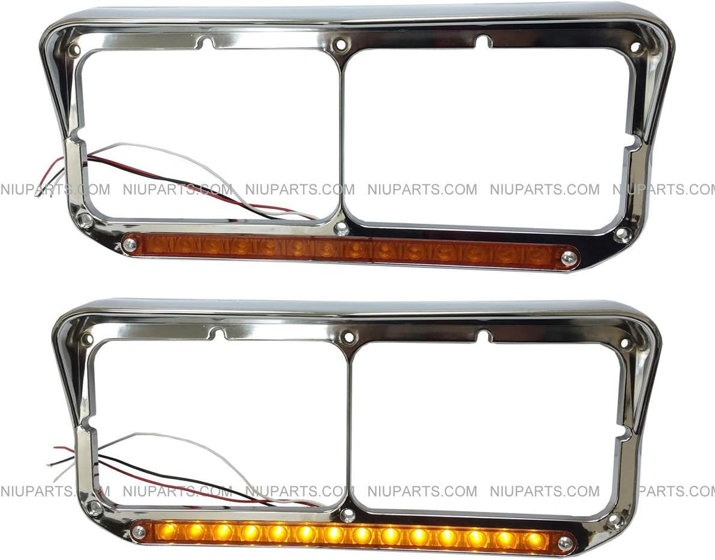 Chrome Headlight Bezel with Amber LED Light Strip, Pack of 2 G85957